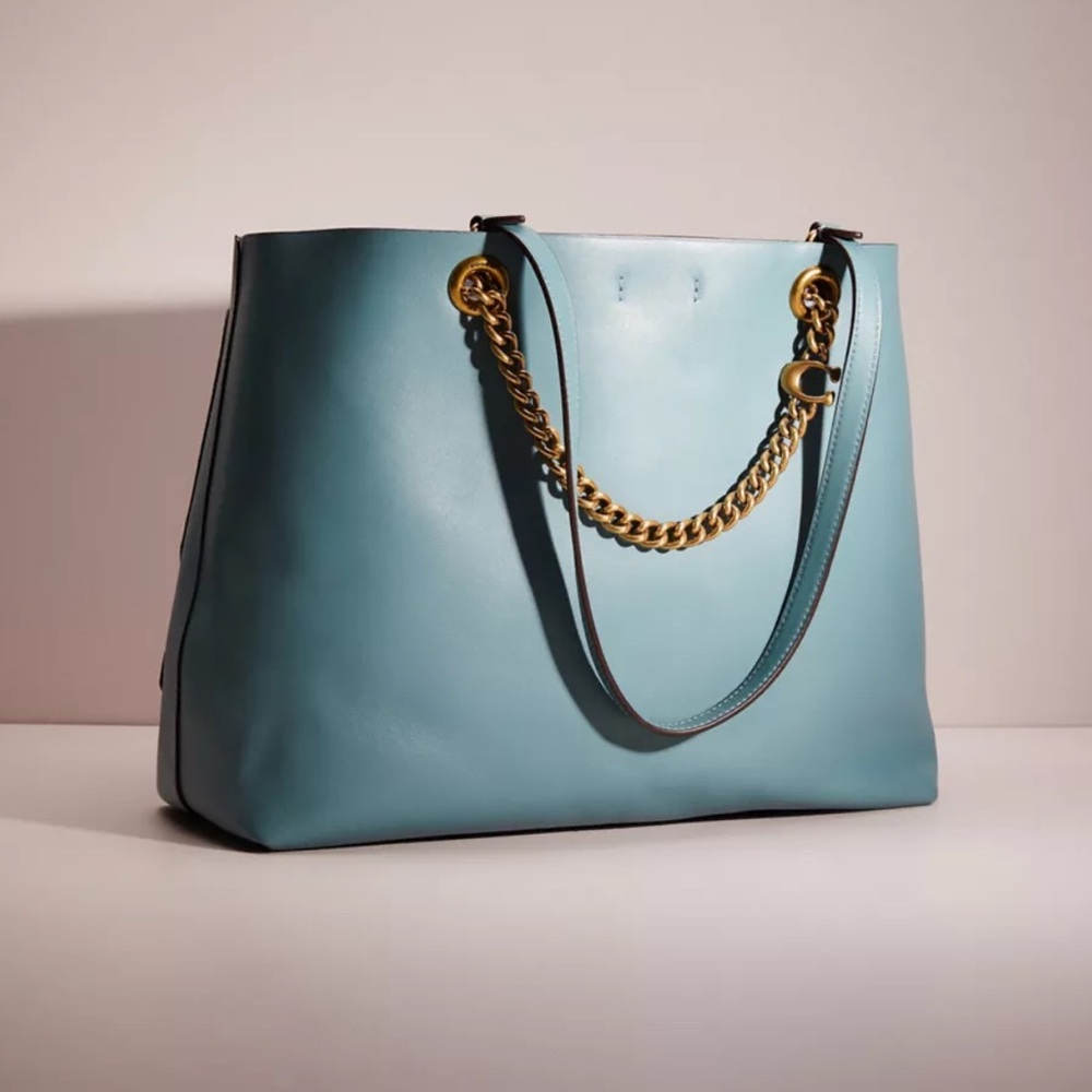 Coach Signature Chain Central Leather Tote, - Picture 2 of 16